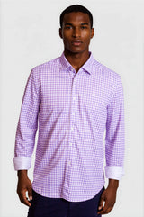 Mauro Long Sleeve Check Tech Shirt - Lavender - Buki - Flyclothing LLC