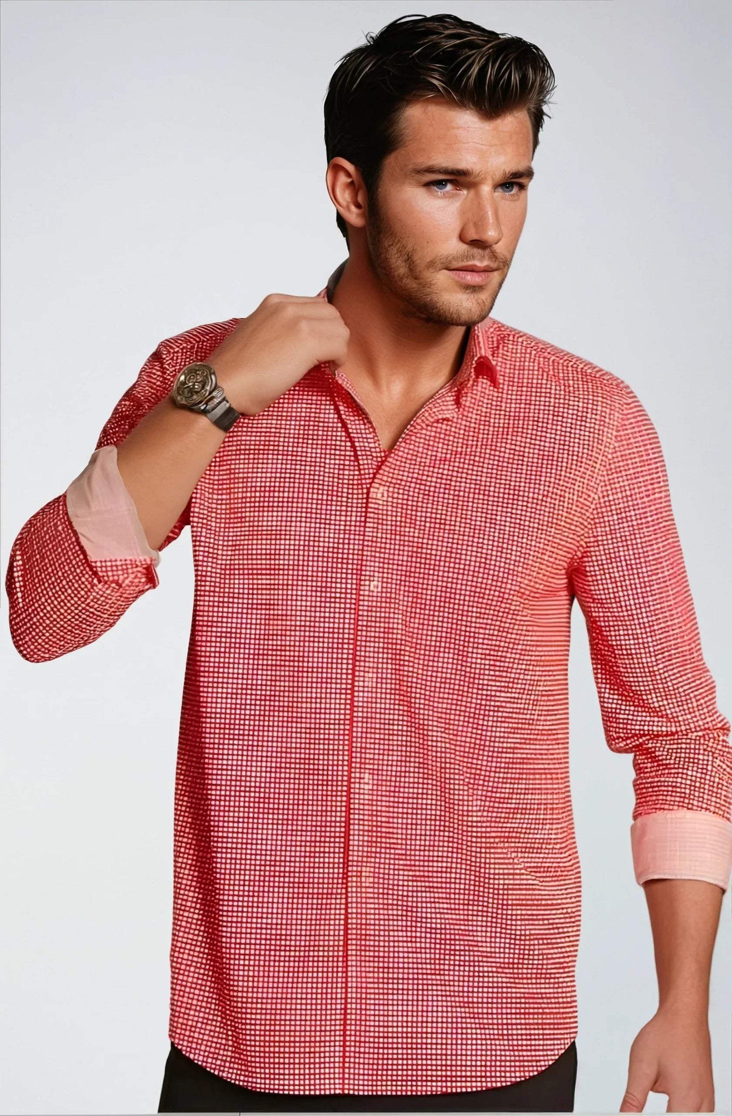 Swiss Check Long Sleeve Tech Shirt - Red - Buki - Flyclothing LLC