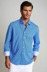 Swiss Check Long Sleeve Tech Shirt - Blue - Buki - Flyclothing LLC