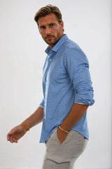 Swiss Check Long Sleeve Tech Shirt - Blue - Buki - Flyclothing LLC