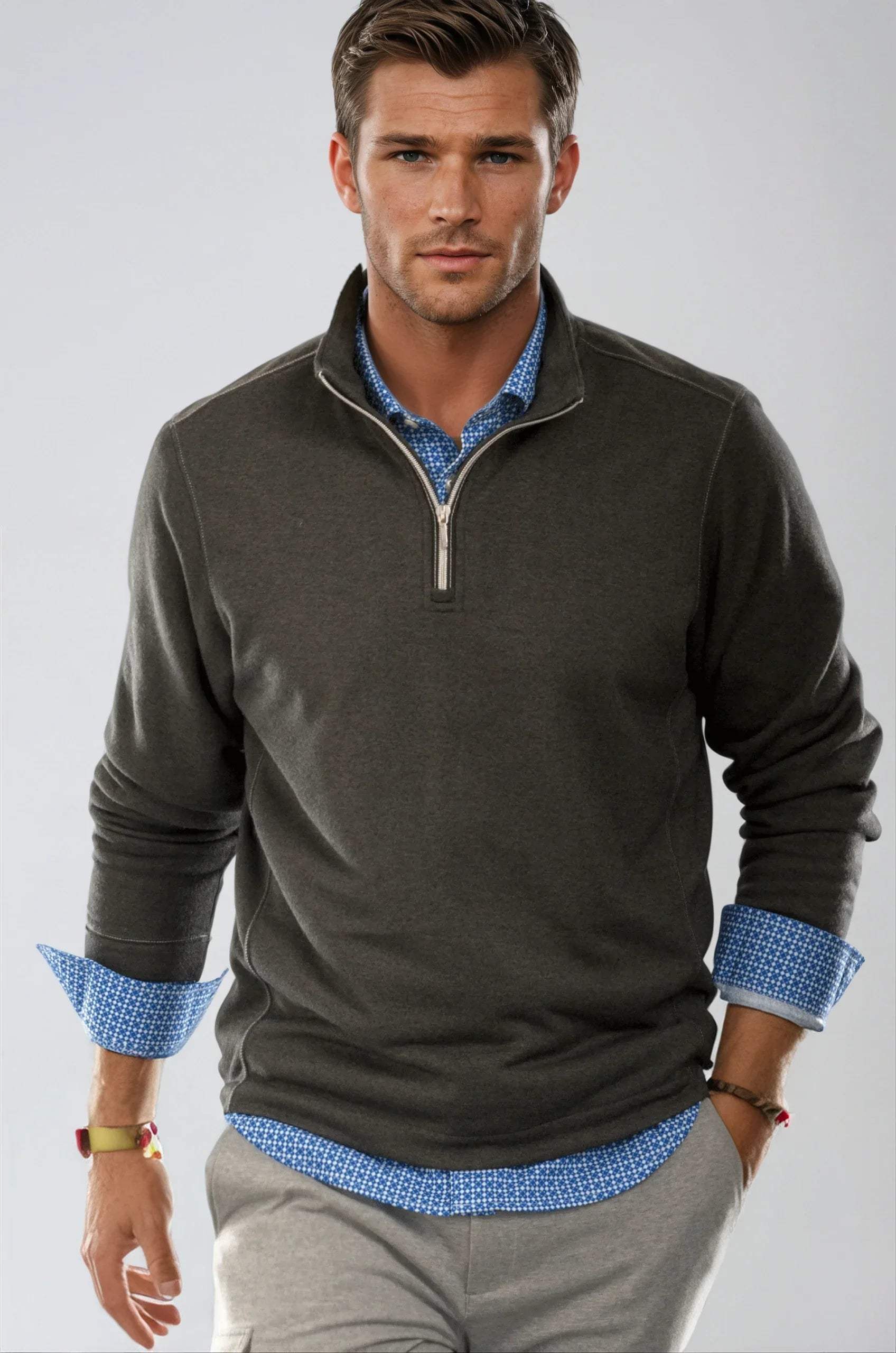 Swiss Check Long Sleeve Tech Shirt - Blue - Buki - Flyclothing LLC