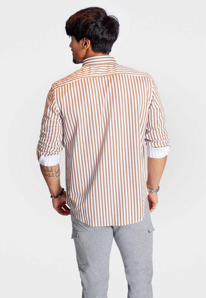 The Go Big Stripe Long Sleeve Tech Shirt - Espresso - Buki - Flyclothing LLC