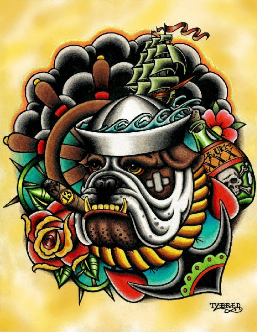 Black Market Art Company Bull Dog Print