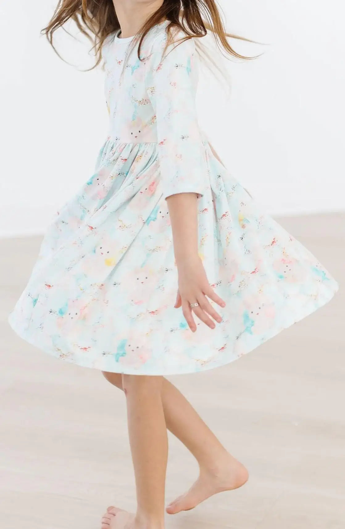 Bunny Dreams 3/4 Sleeve Pocket Twirl Dress - Mila & Rose ® - Flyclothing LLC