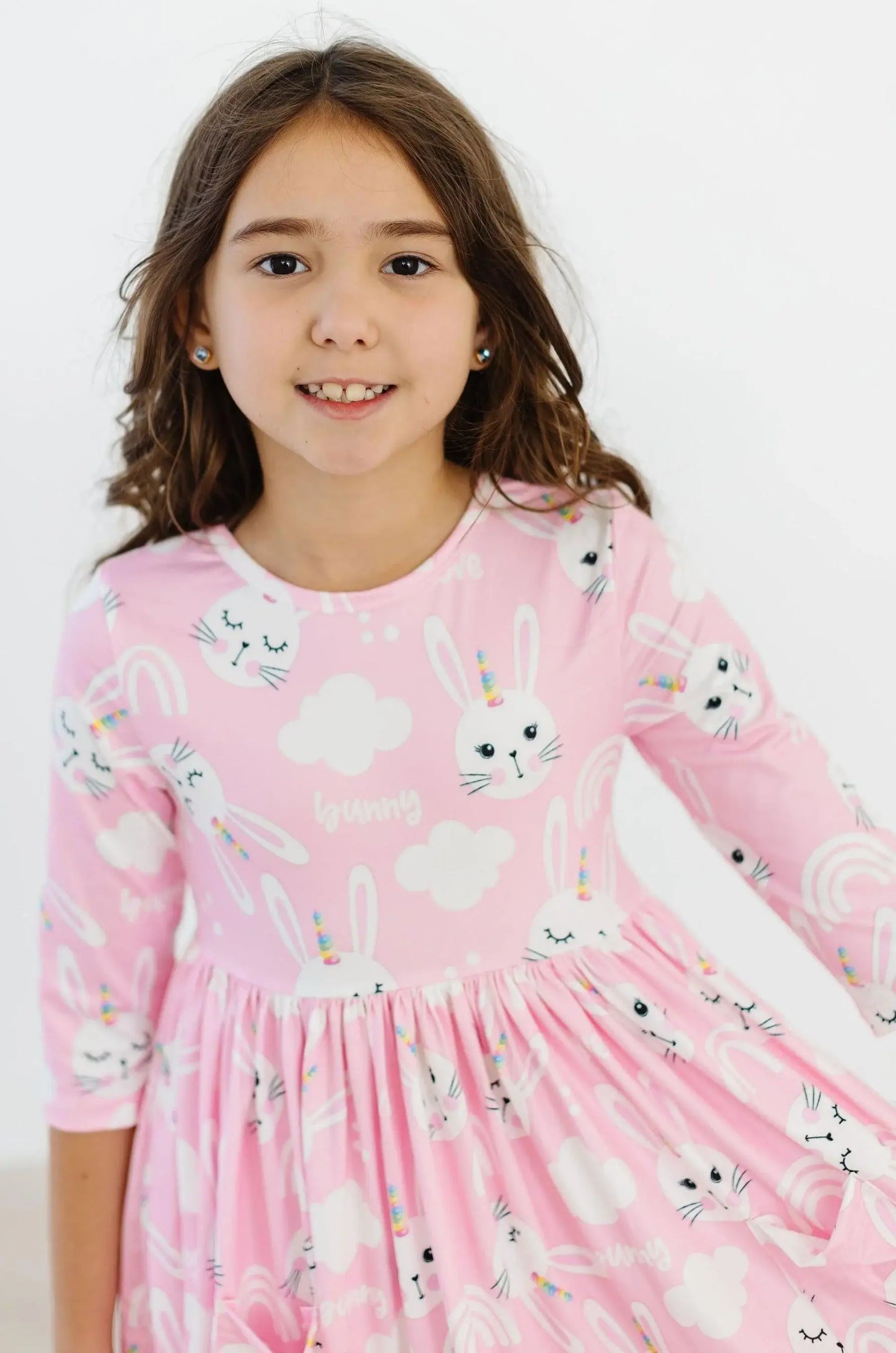 Bunny Love 3/4 Sleeve Pocket Twirl Dress - Mila & Rose ® - Flyclothing LLC