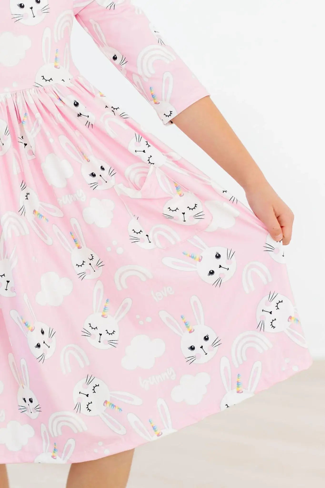 Bunny Love 3/4 Sleeve Pocket Twirl Dress - Mila & Rose ® - Flyclothing LLC