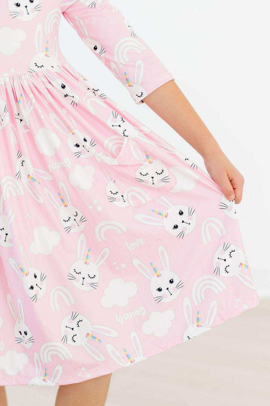 Bunny Love 3/4 Sleeve Pocket Twirl Dress - Mila & Rose ® - Flyclothing LLC