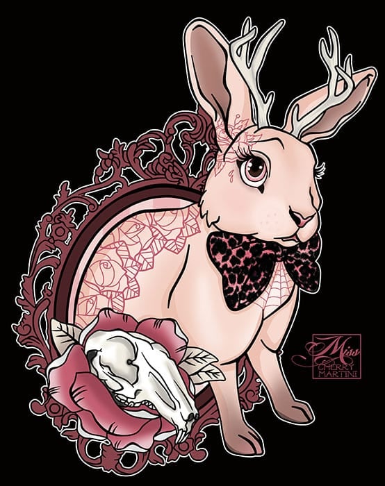 Black Market Art Company Bunny Tattoo Print