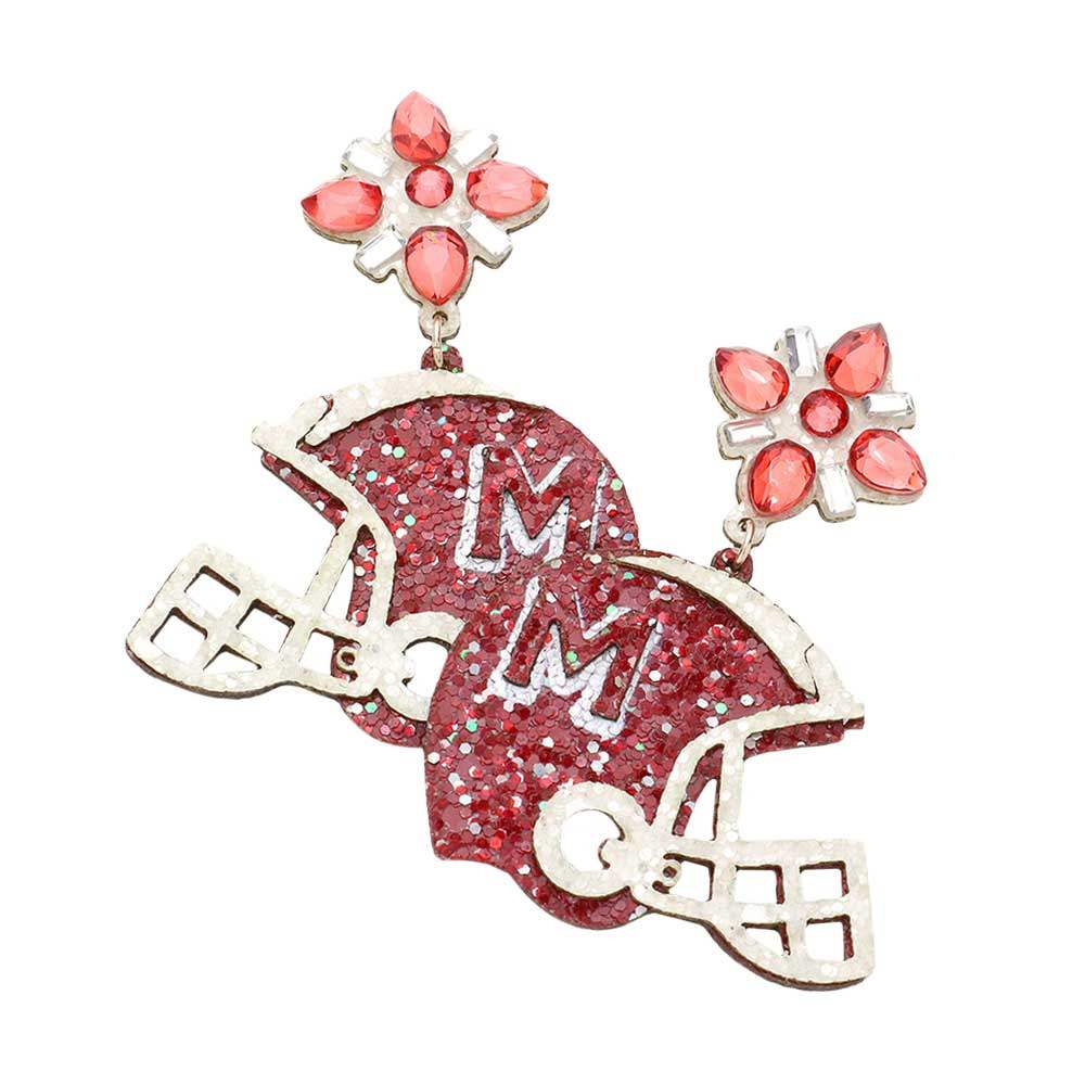 Game Day Glittered Football Helmet Dangle Earrings - Madeline Love - Flyclothing LLC