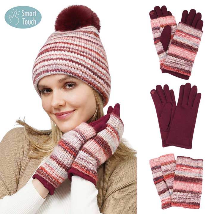 3 In 1 Multi Colored Touch Smart Gloves - Madeline Love - Flyclothing LLC