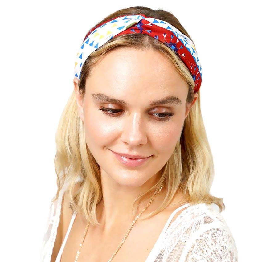 Aztec Patterned Twisted Headband - Madeline Love - Flyclothing LLC
