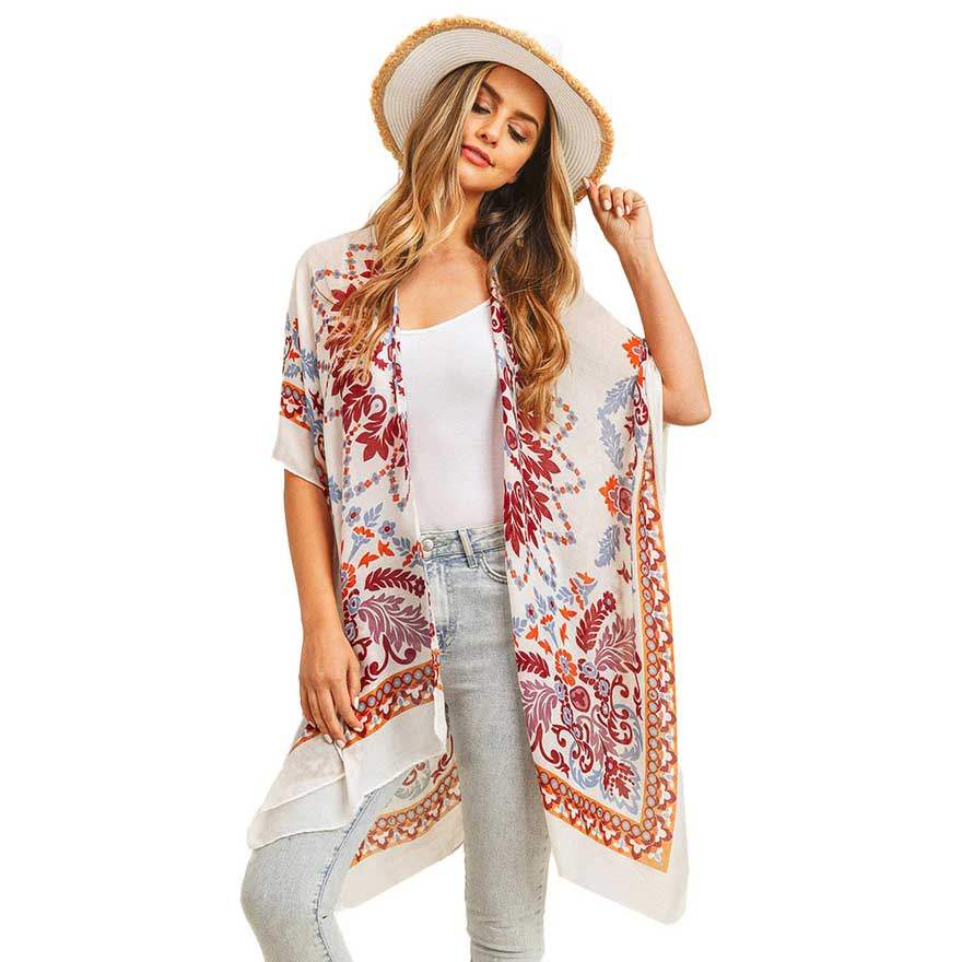 Bohemian Print Cover Up Kimono Poncho - Madeline Love - Flyclothing LLC