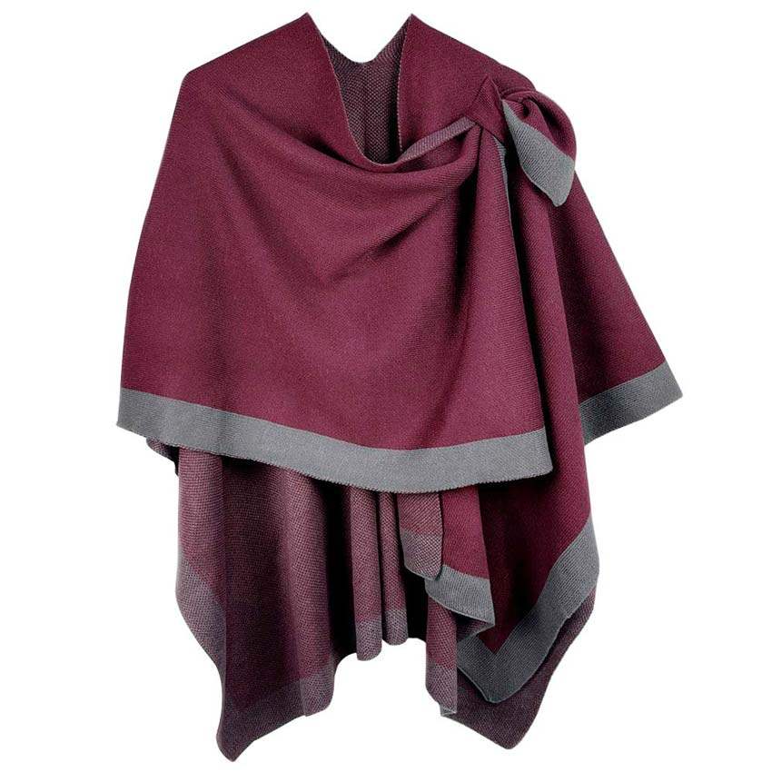 Bordered Ruana With Shoulder Strap - Madeline Love - Flyclothing LLC