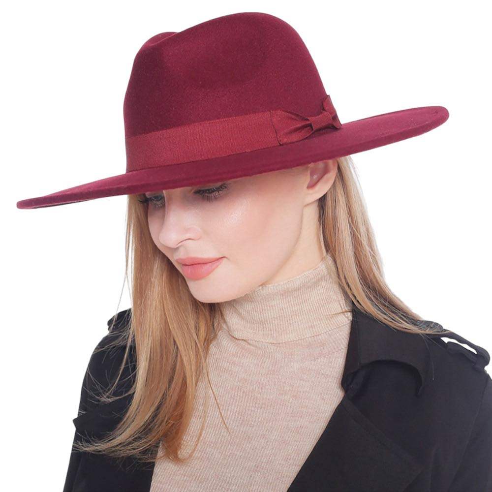 Bow Band Pointed Solid Panama Hat - Madeline Love - Flyclothing LLC