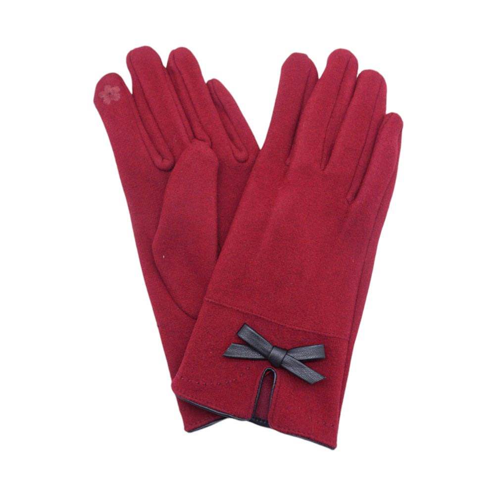 Bow Pointed Faux Suede Smart Touch Gloves - Madeline Love - Flyclothing LLC