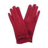 Bow Pointed Faux Suede Smart Touch Gloves - Madeline Love - Flyclothing LLC