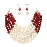 Chunky Multi Strand Pearl Bib Necklace - Madeline Love - Flyclothing LLC