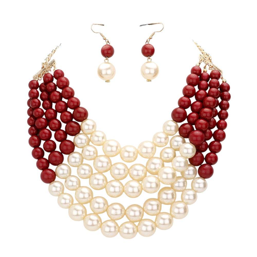 Chunky Multi Strand Pearl Bib Necklace - Madeline Love - Flyclothing LLC