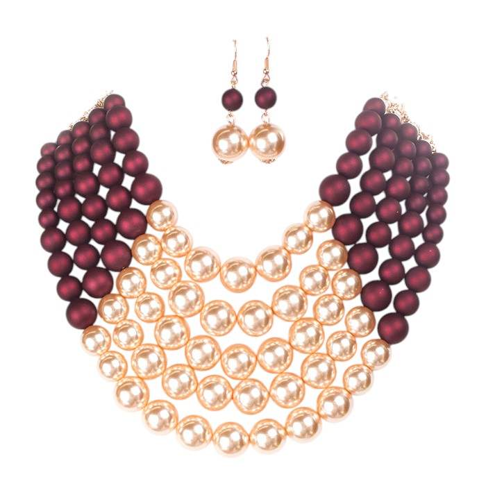 Chunky Multi Strand Pearl Bib Necklace - Madeline Love - Flyclothing LLC