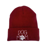 Dog Mom Message Paw Pointed Solid Knit Beanie Hat - Madeline Love - Flyclothing LLC