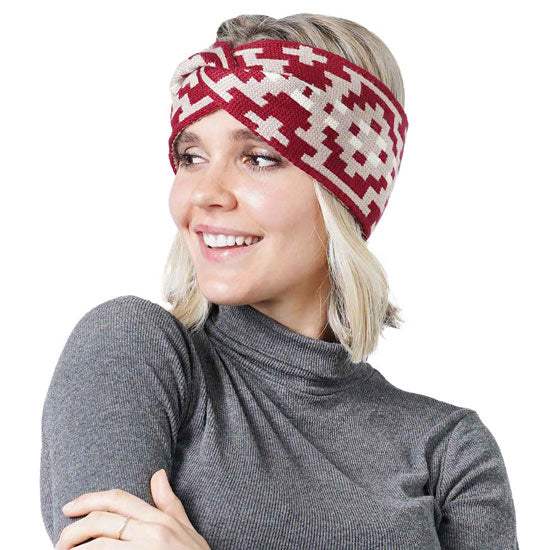 Western Pattern Knit Headband Earwarmer Earmuff - Madeline Love - Flyclothing LLC