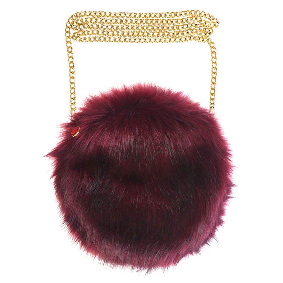 Faux Fur Round Crossbody Bag - Madeline Love - Flyclothing LLC