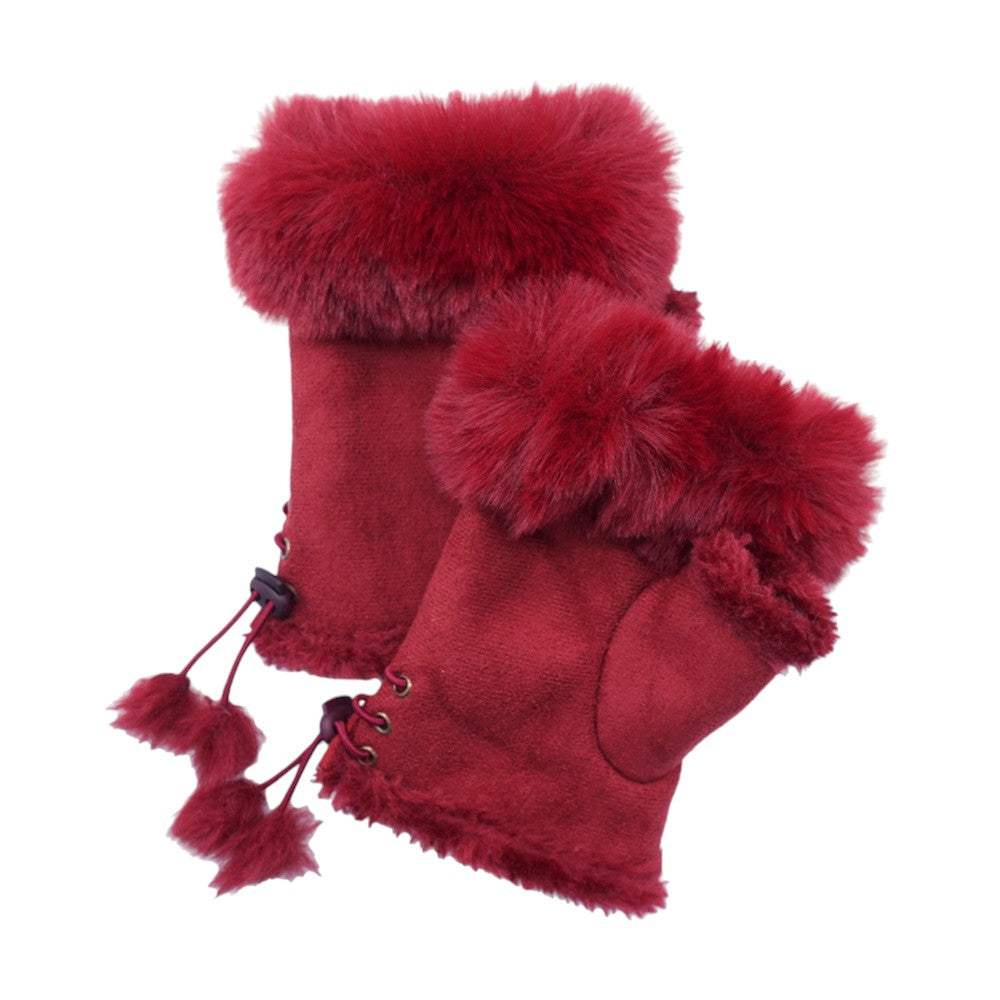 Faux Fur Trim Fingerless Gloves - Madeline Love - Flyclothing LLC