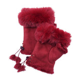 Faux Fur Trim Fingerless Gloves - Madeline Love - Flyclothing LLC