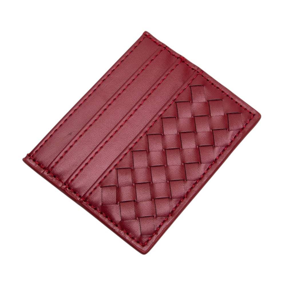 Faux Leather Basket Weave Card Holder Wallet - Madeline Love - Flyclothing LLC