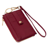 Faux Leather Basket Weave Flat Card Holder Wallet with Wristlet - Madeline Love - Flyclothing LLC
