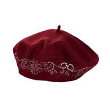 Flower Bling Studded Beret Hat - Madeline Love - Flyclothing LLC