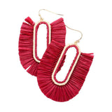 Raffia Trimmed Dangle Earrings - Madeline Love - Flyclothing LLC