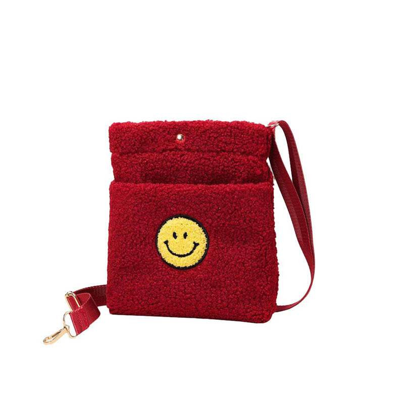Smile Pointed Sherpa Rectangle Crossbody Bag - Madeline Love - Flyclothing LLC
