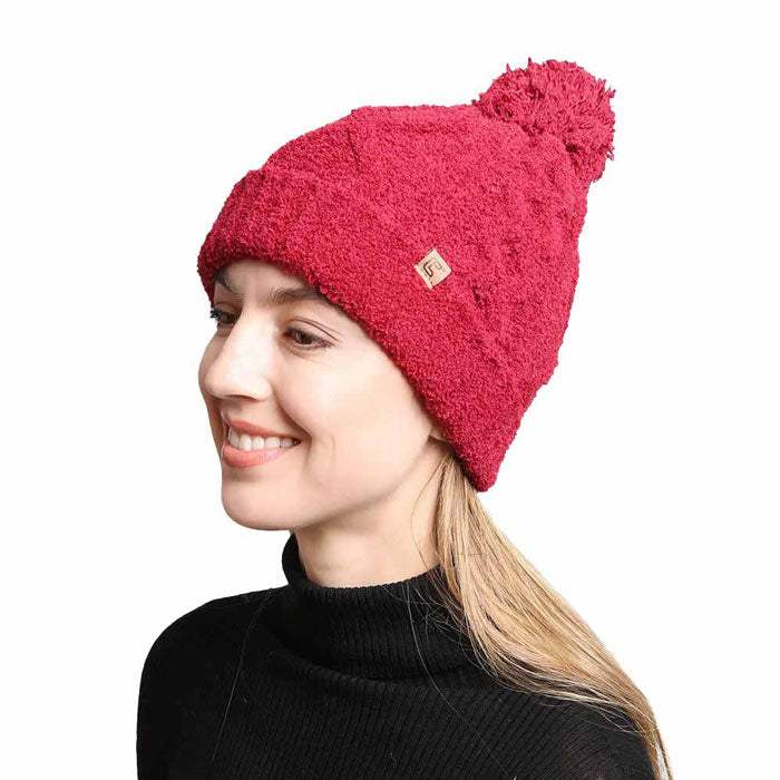 Solid Color Cable Knit Beanie Hats - Madeline Love - Flyclothing LLC