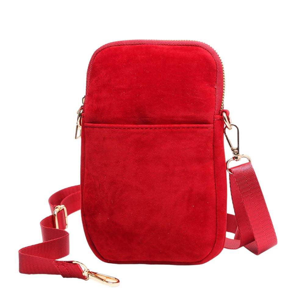 Solid Faux Suede Crossbody Bag - Madeline Love - Flyclothing LLC
