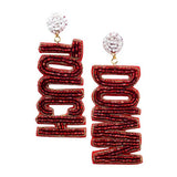 Felt Back Touch Down Message Beaded Dangle Earrings - Madeline Love - Flyclothing LLC