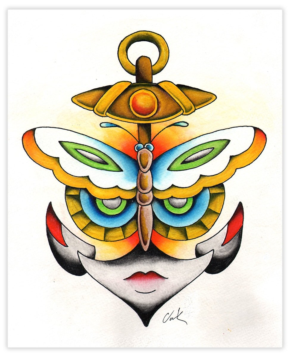 Black Market Art Company Butterfly Anchor Face Print