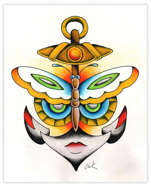 Black Market Art Company Butterfly Anchor Face Print - Black Market Art Company - Flyclothing LLC