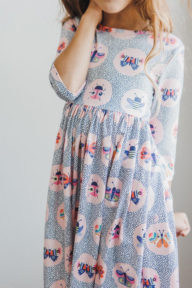 Butterfly Effect 3/4 Sleeve Pocket Twirl Dress - Mila & Rose ® - Flyclothing LLC