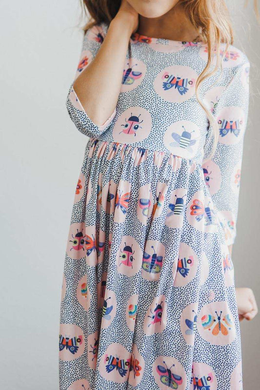 Butterfly Effect 3/4 Sleeve Pocket Twirl Dress - Mila & Rose ® - Flyclothing LLC