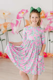 Butterfly Garden 3/4 Sleeve Pocket Twirl Dress - Mila & Rose ® - Flyclothing LLC