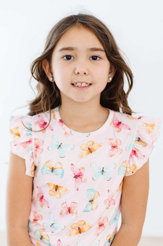 Butterfly Kisses S/S Ruffle Tee - Mila & Rose ® - Flyclothing LLC