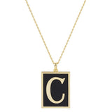 Gold Dipped Enamel Rectangle Monogram Pendant Necklace - Madeline Love - Flyclothing LLC
