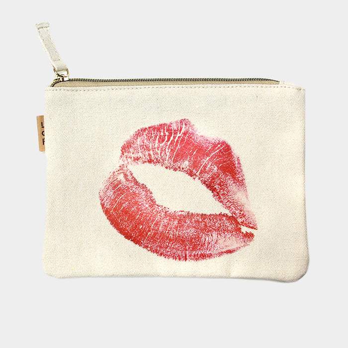 Lips Printed Cotton Canvas Eco Pouch Bag - Madeline Love - Flyclothing LLC