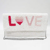 Love Message Seed Beaded Clutch / Crossbody Bag - Madeline Love - Flyclothing LLC