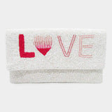 Love Message Seed Beaded Clutch / Crossbody Bag - Madeline Love - Flyclothing LLC