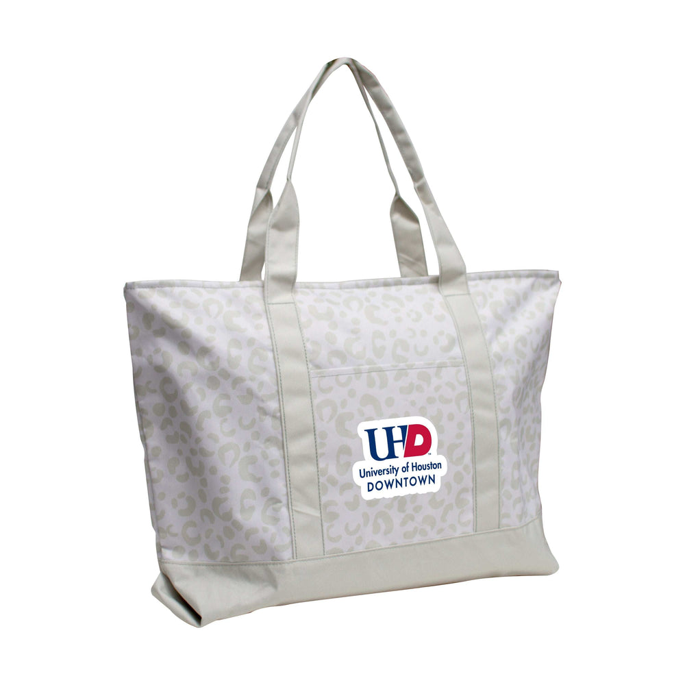 University Of Houston Downtown Leopard Pattern Tote - Logo Brands - Flyclothing LLC