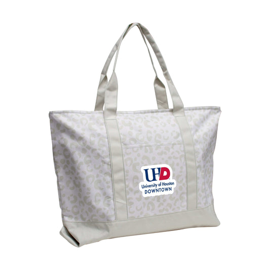 University Of Houston Downtown Leopard Pattern Tote - Logo Brands - Flyclothing LLC