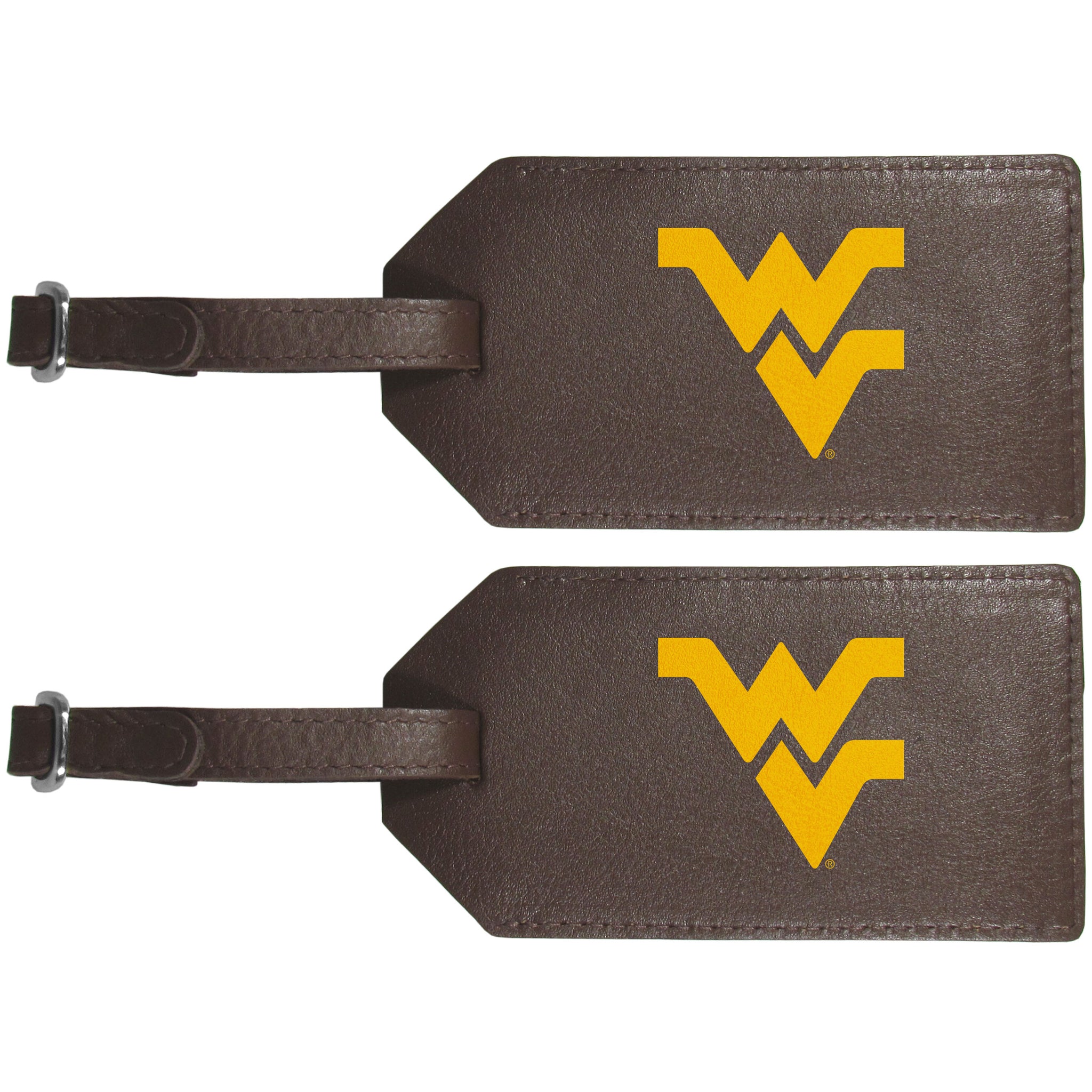 W. Virginia Mountaineers Leather Luggage Strap, 2pk