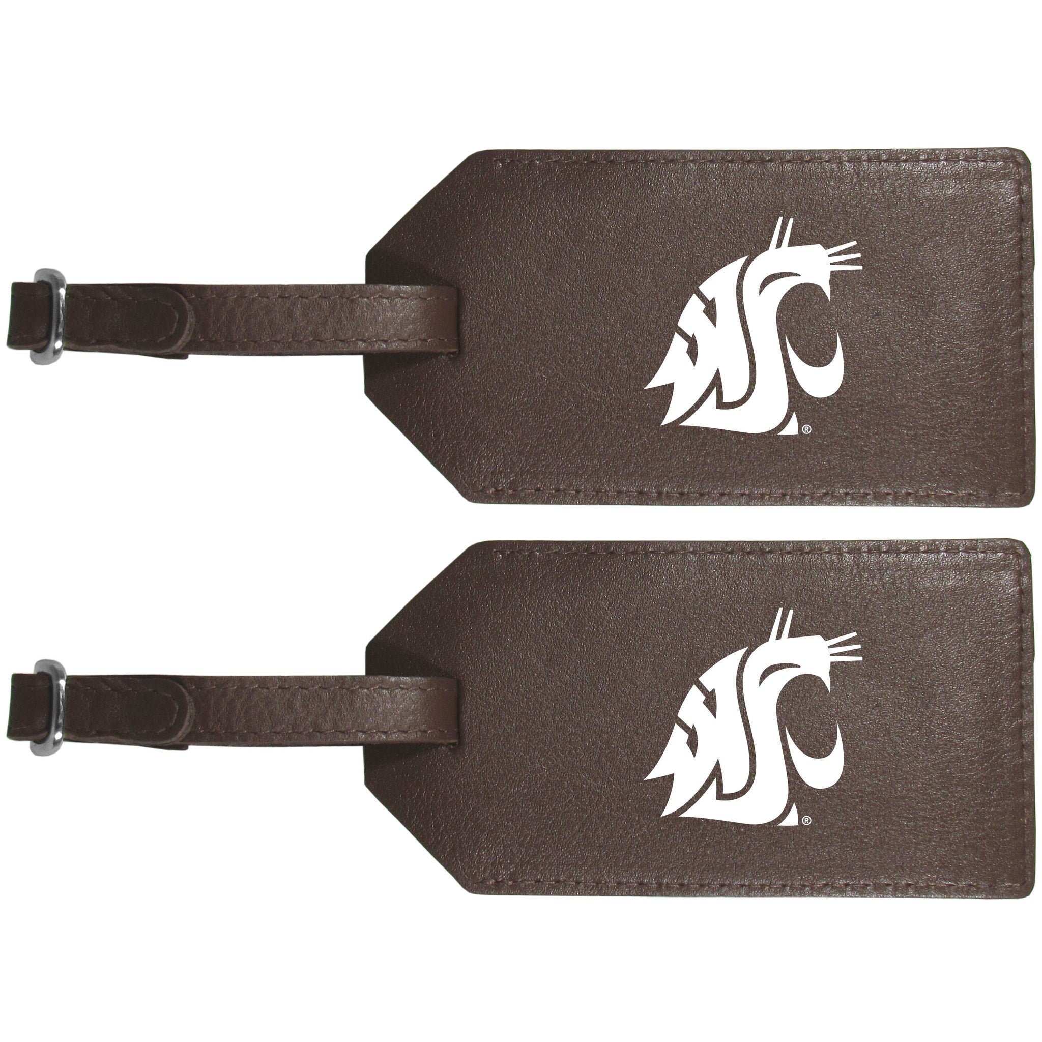 Washington St. Cougars Leather Luggage Strap, 2pk